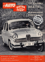 Auto Motor und Sport Ausgabe 3/1962 – Zweiwochen-Ausgabe vom 27.01.1962 bis 09.02.1962 – Titel: Test Alfa Romeo Giulietta T.I. / „Als das Auto fünfzig war“,...