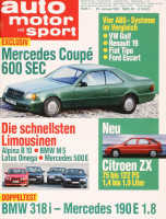Original Auto Zeitung 1991 'Auto Motor Sport' vom 25.1.1991 bis 7.2.1991, AMS 3/1991: Exklusiv - Mercedes Coupe 600 SEC; Die schnellsten...