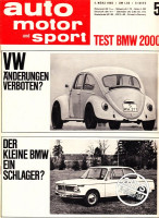 Originale Auto Motor und Sport Zeitung AMS 5/1966 – vom 05.03.1966 bis 18.03.1966. Themen: Test BMW 2000, VW Änderungen verboten?, Der kleine BMW – ein...