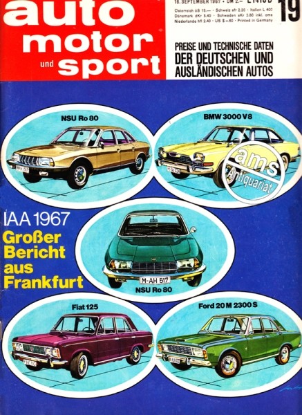 Auto Motor Sport, 16.09.1967 bis 29.09.1967