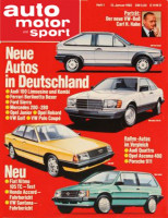 1/1982: Neue Autos in Deutschland: Audi 100 Limousine und Kombi, Ferrari Berlinetta Boxer, Ford Sierra, Mercedes 200-280, Opel Junior, Opel Rekord, VW Golf,...