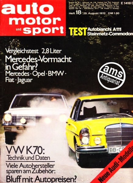 Auto Motor Sport, 29.08.1970 bis 11.09.1970
