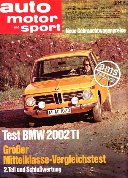 2/1969: Test BMW 2002 TI; Neues Modell: Renault 12; Großer Mittelklasse-Vergleichstest: 2. Teil und Schlusswertung; Neue Gebrauchtwagenpreise