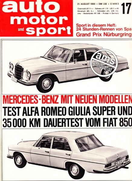 Auto Motor Sport 1965 bestellen, Auto Motor Sport 1965 kaufen, Zeitung 21.8.1965
