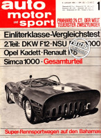 Auto Zeitung 9.1.1965 bis 22.1.196, : Panhard 24 CT: Der Welt teuerster Zweizylinder, Einliterklasse-Vergleichstest, 2.Teil: DKW F12-NSU - Prinz 1000 - Opel...