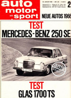 2/1966: Neue Autos 1966, Test Mercedes-Benz 250 SE, Test Glas 1700 TS