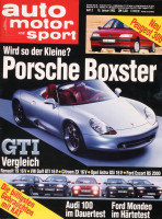 Original Zeitung 1993  'Auto Motor Sport' vom 15.01.1993 bis 28.01.1993 für PORSCHE FANS, Wird so der Kleine? PORSCHE BOXSTER? GTI Vergleich, Audi...