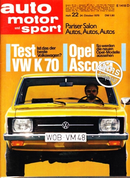 Auto Motor Sport, 24.10.1970 bis 06.11.1970