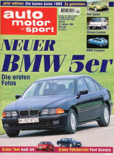 Neuer BMW 5er: die ersten Fotos! Erster Test: AUDI A4. Erster Fahrbericht: Ford Scorpio