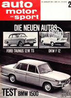 Original Auto Zeitung 26.1.1963 bis 8.2.1963 - Ein Klassiker für Automobil-Enthusiasten,  Die neuen Autos Ford Taunus 12 M TS und DKW F 12, Test BMW 1500