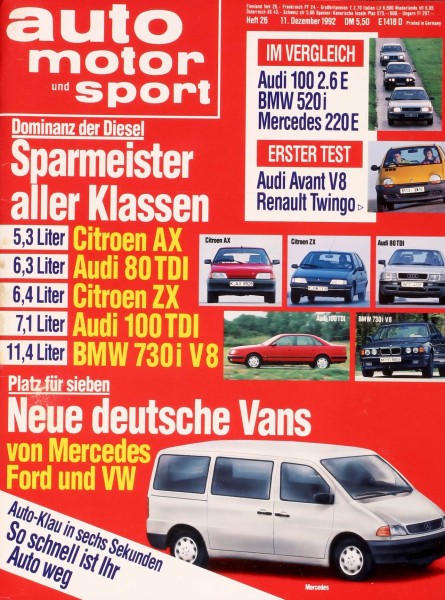 Auto Motor Sport, 11.12.1992 bis 24.12.1992