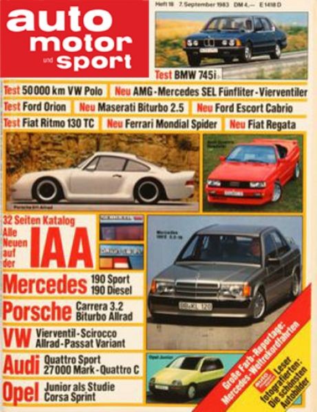 Alle Neuen auf der IAA 1983: Porsche Carrera 3.2 Biturbo Allrad