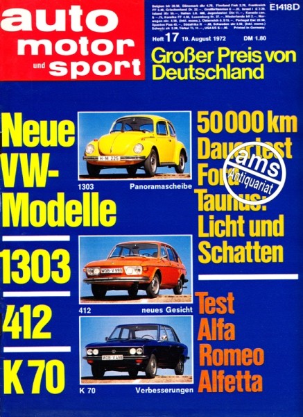 Auto Motor Sport, 19.08.1972 bis 01.09.1972
