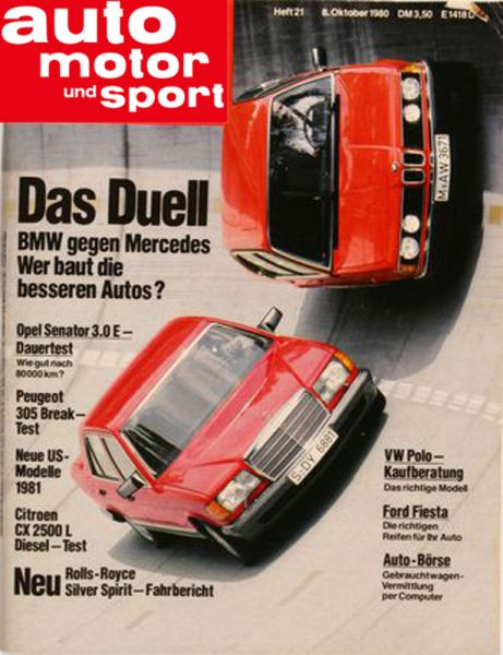 21/1980: Das Duell - BMW gegen Mercedes: Wer baut die besseren Autos? 728 i - 280 S, 732 i - 280 SE, 735 i - 380 SE und 745 i - 500 SE; Opel Senator 3.0 E - Dauertest: Wie gut nach 80 000 km?; Peugeot 305 Break - Test; Neue US-Modelle 1981; Citroen CX 250