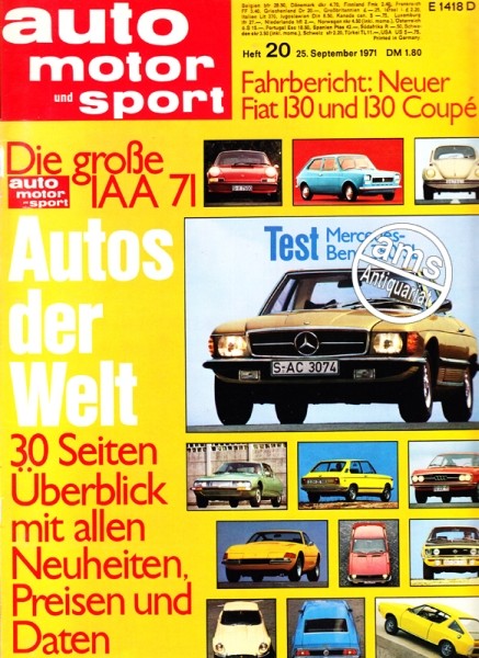 Auto Motor Sport, 25.09.1971 bis 08.10.1971