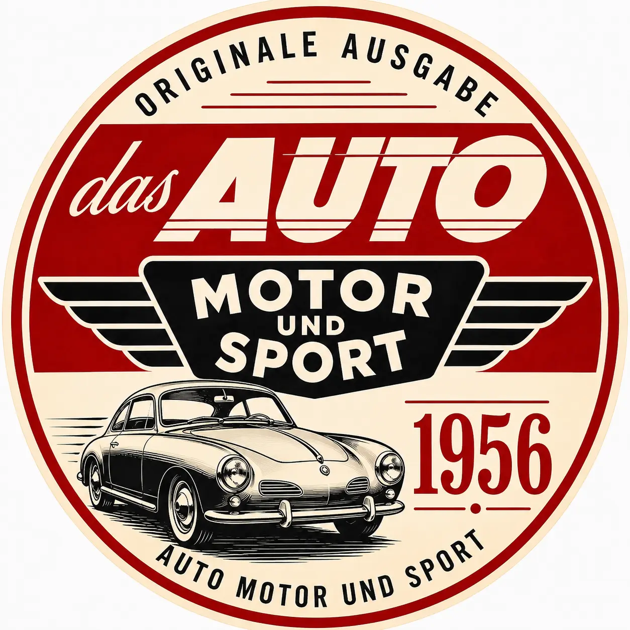 Auto Motor Sport 1956 Logo mit Karmann Ghia