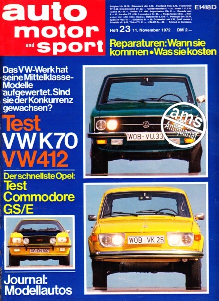 Auto Motor Sport, 11.11.1972 bis 24.11.1972