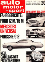 20/1966: BMW Alpina 1600/2000, Fahrberichte: Ford 12 M/15 M Mercedes Universal und Porsche 912, Neu: Cadillac mit Frontantrieb