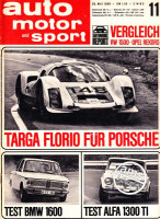 11/1966: Vergleich VW 1500 - Opel Rekord, Targa Florio für Porsche, Test Bmw 1600, Test Alfa 1300 TI