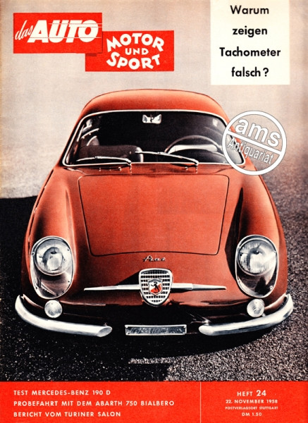 24/1958: Warum zeigen Tachometer falsch?; Test: Mercedes-Benz 190 D; Probefahrt mit dem Abarth 750 Bialbero; Bericht vom Turiner Salon