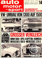 14/1966: Fahrbericht Mercedes 300 SE, VW - Umbau von 1300 auf 1500, Grosser Vergleich BMW 1800 - Opel Kapitän/Admiral - Mercedes 190 D - Mercedes 220 S