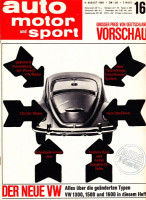 16/1966: Grosser Preis von Deutschland Vorschau, Der neue VW - alles über die geänderten Typen VW 1300 1500 und 1600 in diesem Heft
